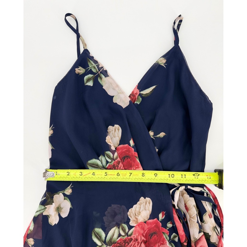 Windsor Navy Floral Maxi Dress V-Neck Wrap Chiffon Rose Print CD24171-1 Small - Picture 10 of 11